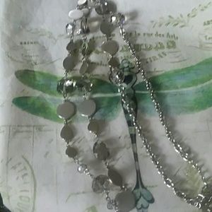 White House Black Market Jeweled Silver Necklace